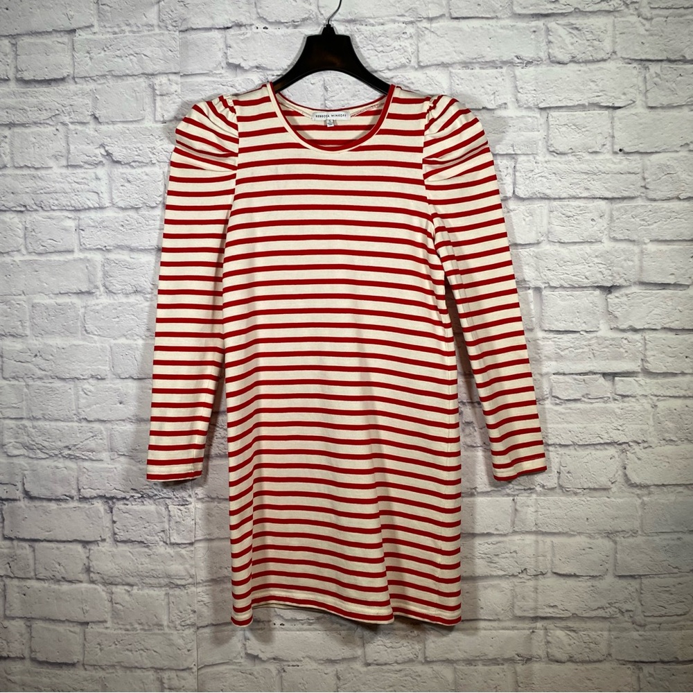 Rebecca Minkoff Talia Red & White Striped Long Sleeve Dress Size Small
